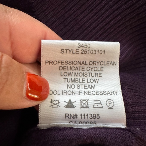 TORY BURCH CARDIGAN MERINO WOOL HEATHER PURPLE SIZE- XS - Picture 9 of 9